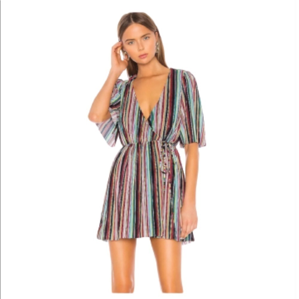 Camila Coelho Violetta Wrap Dress in Multi Stripe xL